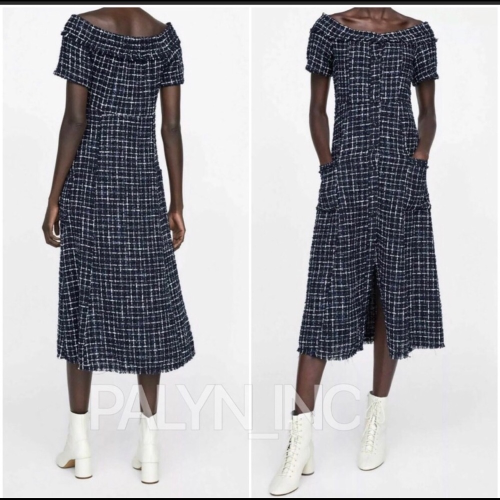 Zara queen tweed dress with gem buttons